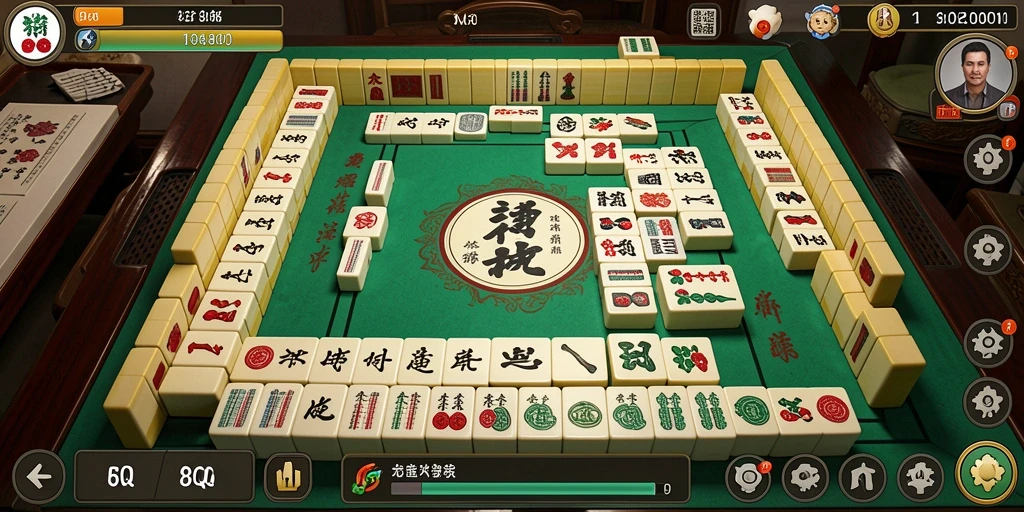 Tampilan gameplay Mahjong di aplikasi 8QR yang menantang.